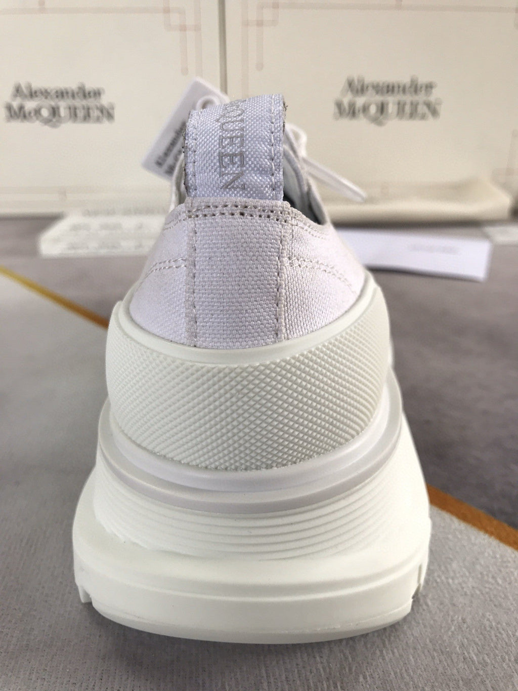Alex - McQueen Tread Slick Lace Up Cotton White For Men 604257W4MV29000