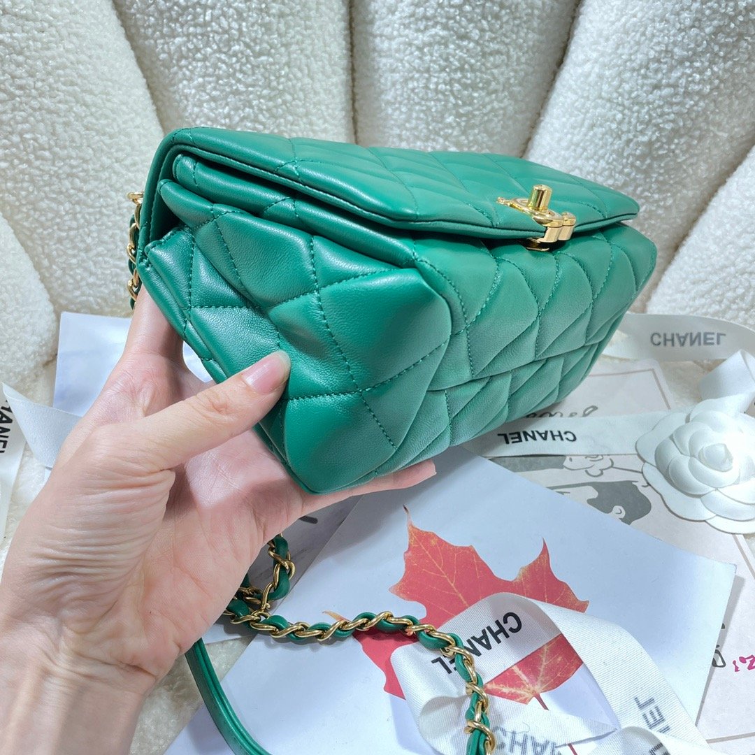 CHL -  Flap Bag Gold Hardware Green For Women Handbags, Shoulder Bags 7.9in/20LO AS3366