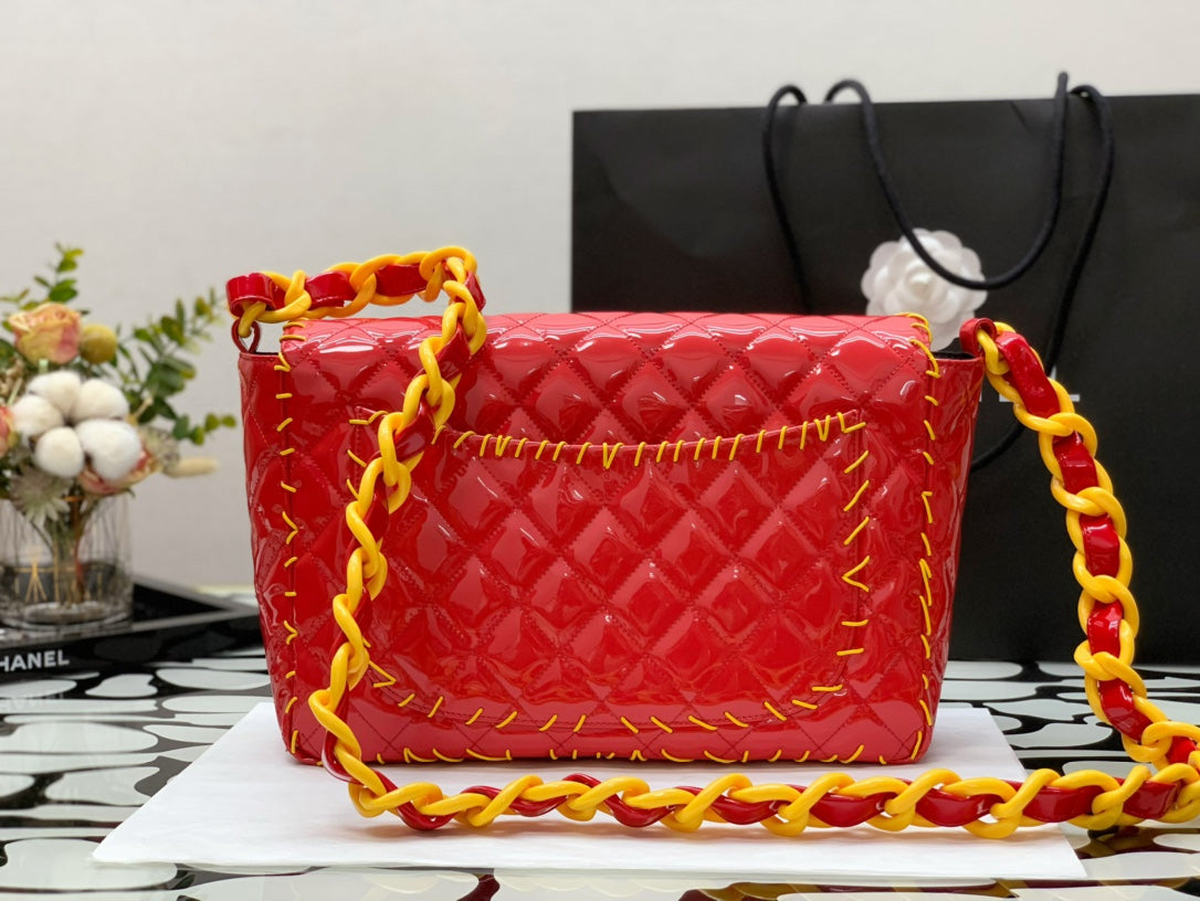 CHL - Vinyl Classic Red and Yellow Shoulder bag For Women 29LO/11.5in
