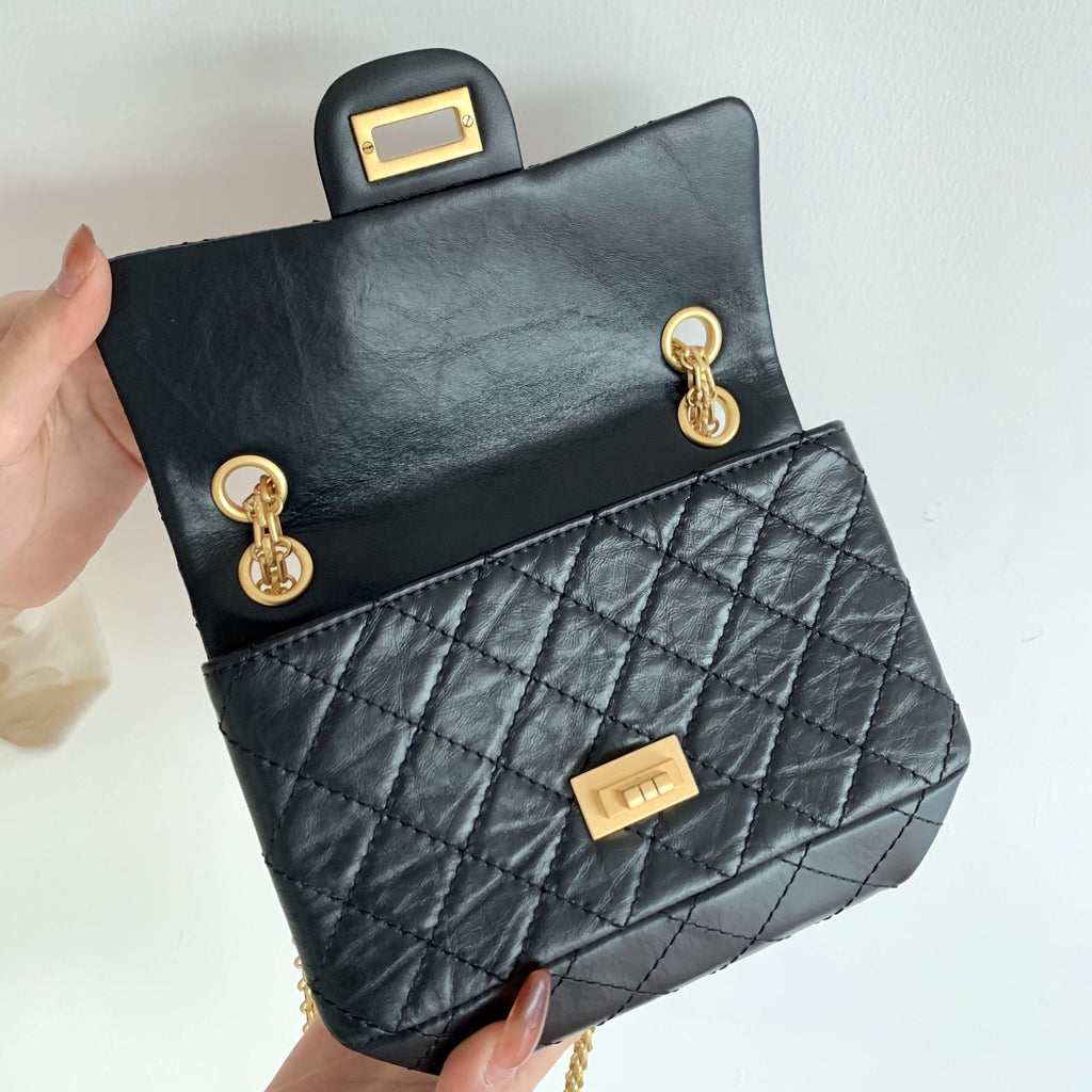 CHL - Mini 2.55 Handbag Black For Women Gold Toned Hardware 7.8in/20LO AS0874 Y04634 94305
