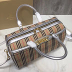 BB Small 1983 Check LiNike Bowling Bag White/Brown For Women, Women’s Bags 9.1in/23LO