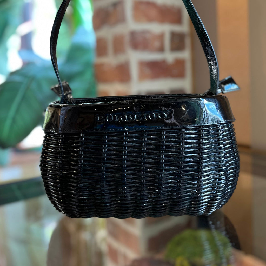 B-BERRY Wicker Basket Top Handle Bag