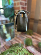 SAINT LAURENT Vicky Mini Olive Green Velvet Shoulder Bag