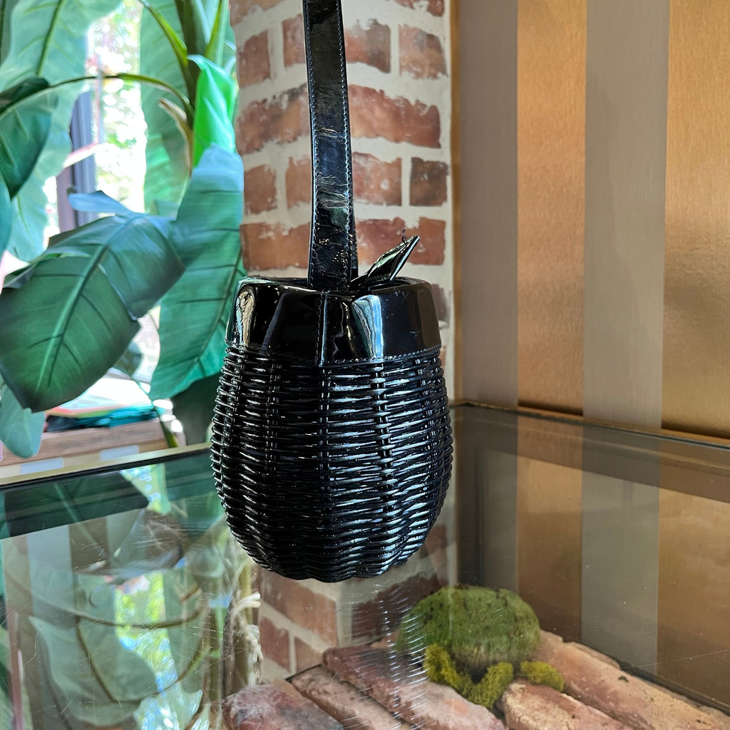 B-BERRY Wicker Basket Top Handle Bag