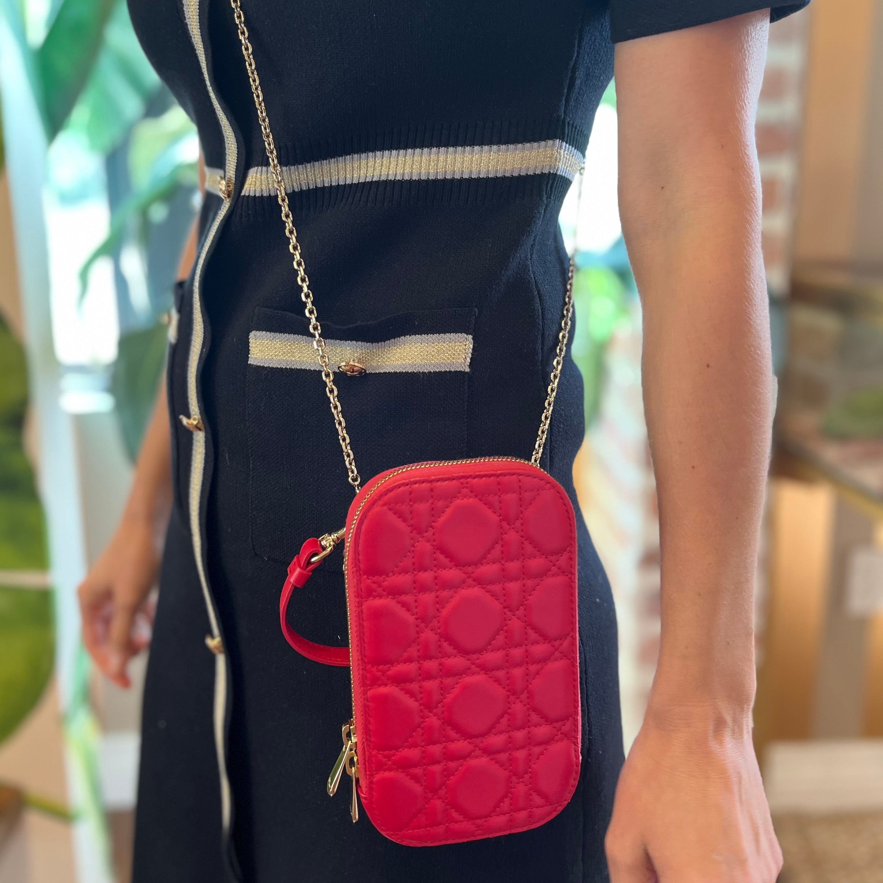 CHRISTIAN DYOR Lady DYOR Call'in DYOR Cannage Lambskin Crossbody Bag