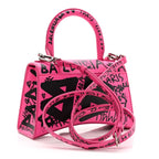 BLN-CIAGA HOURGLASS XS  GRAFFITI PRINTED CALFSKIN TOP HANDLE BAG