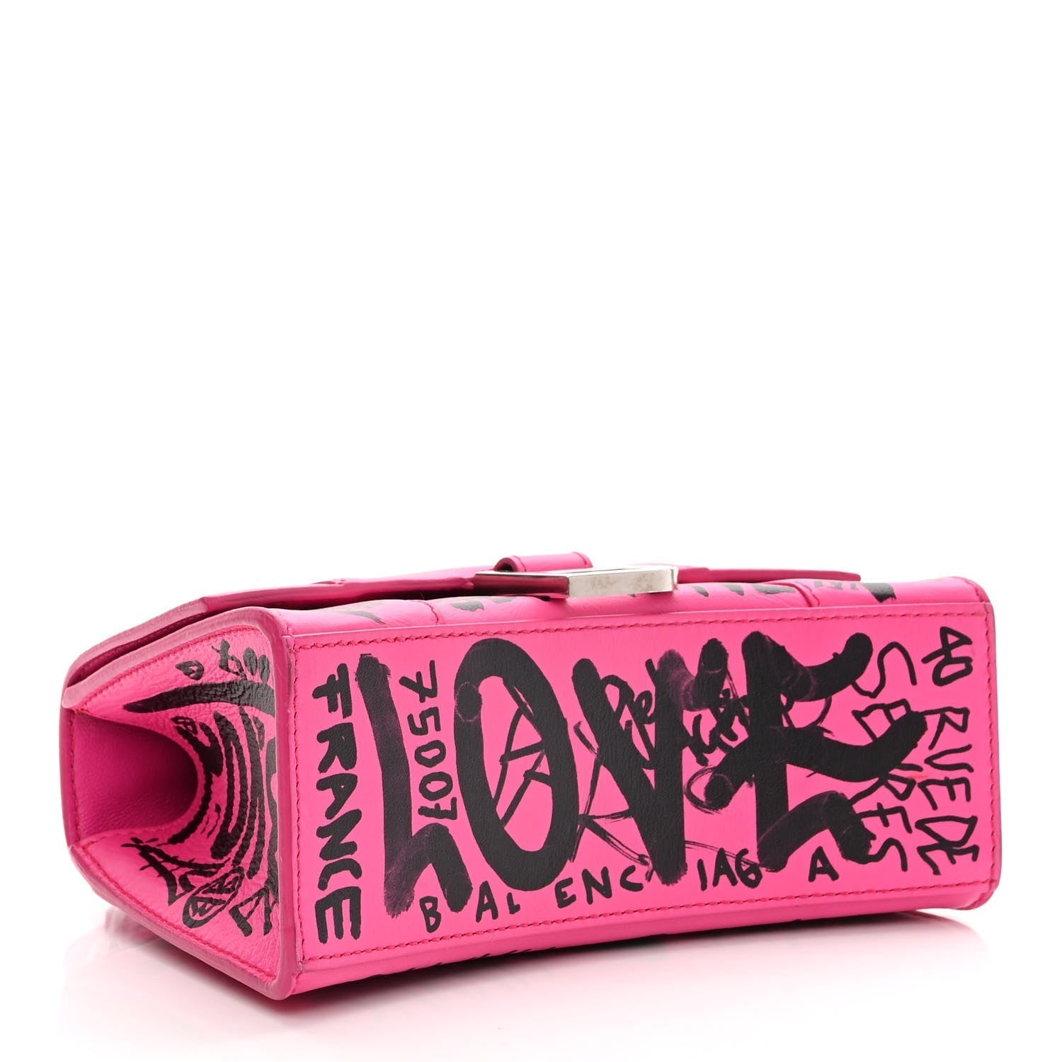BLN-CIAGA HOURGLASS XS  GRAFFITI PRINTED CALFSKIN TOP HANDLE BAG