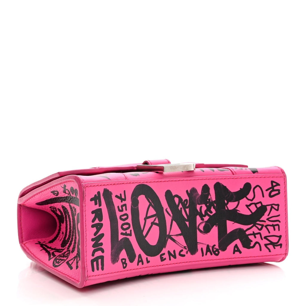 BLN-CIAGA HOURGLASS XS  GRAFFITI PRINTED CALFSKIN TOP HANDLE BAG