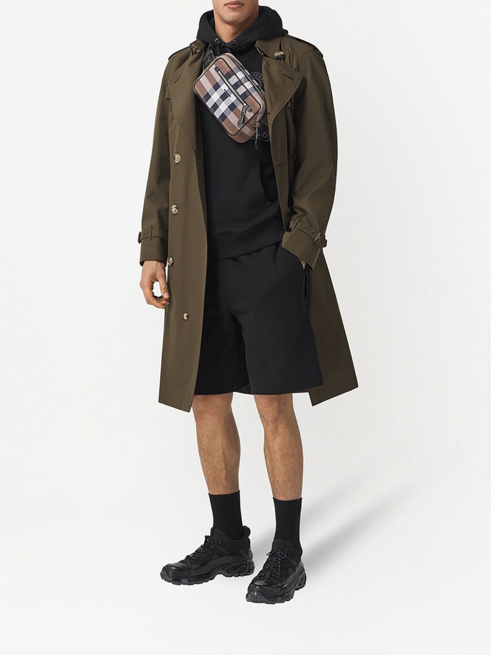 B-BERY CHECK PRINT CANVAS & LEATHER BELT BAG