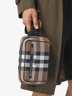 B-BERY CHECK PRINT CANVAS & LEATHER BELT BAG
