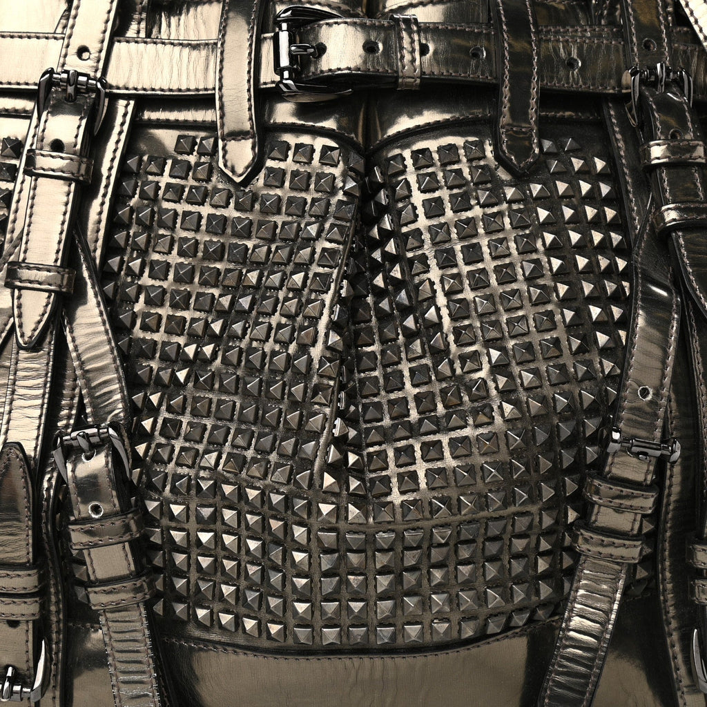 B-BERY ROWAN STUDDED METALLIC SATCHEL PEWTER