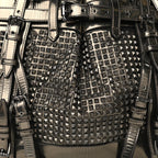 B-BERY ROWAN STUDDED METALLIC SATCHEL PEWTER