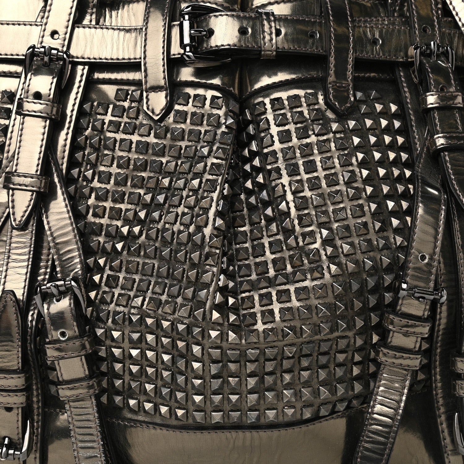 B-BERY ROWAN STUDDED METALLIC SATCHEL PEWTER