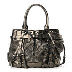 B-BERY ROWAN STUDDED METALLIC SATCHEL PEWTER