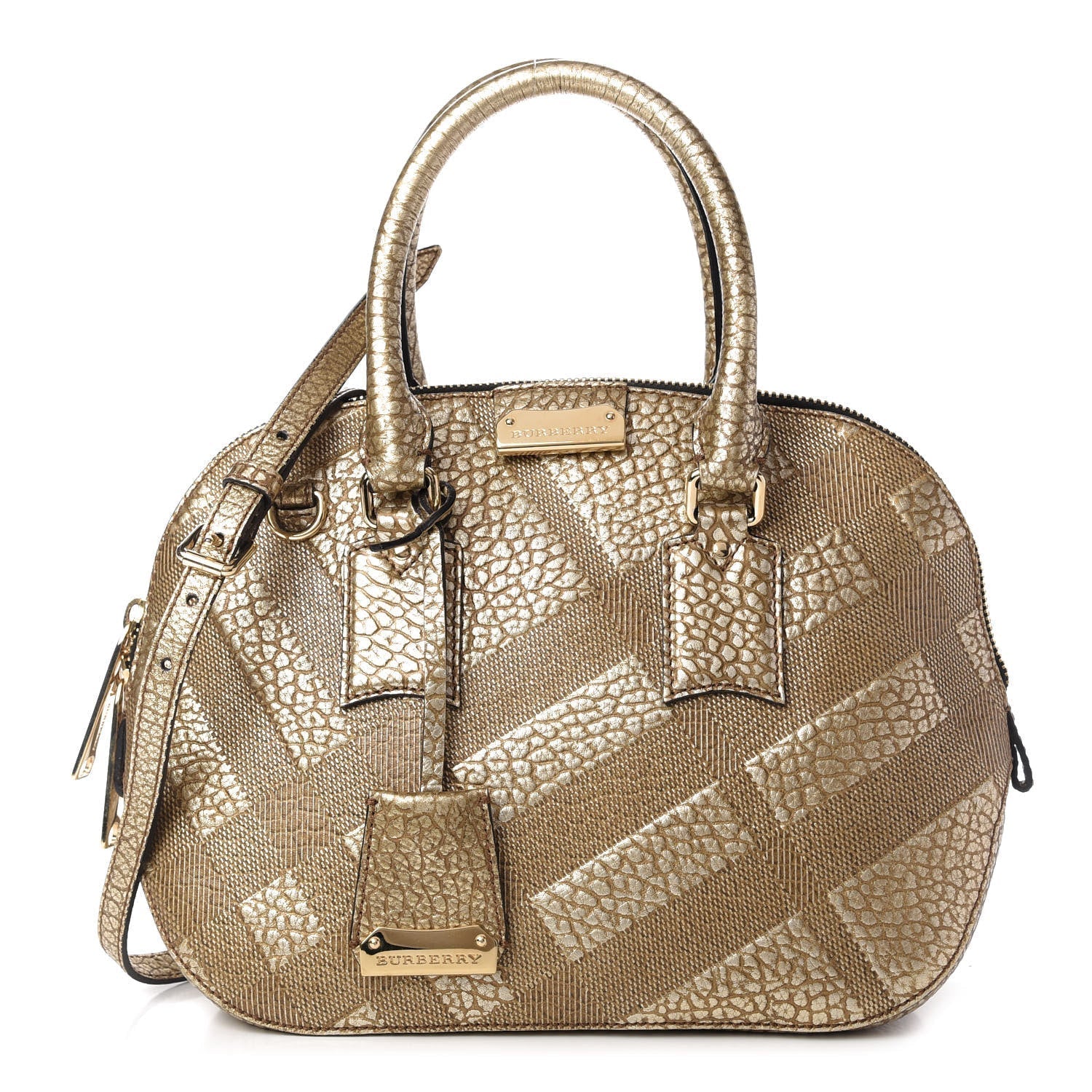 B-BERY SMALL ORCHARD CHECK METALLIC LEATHER BAG