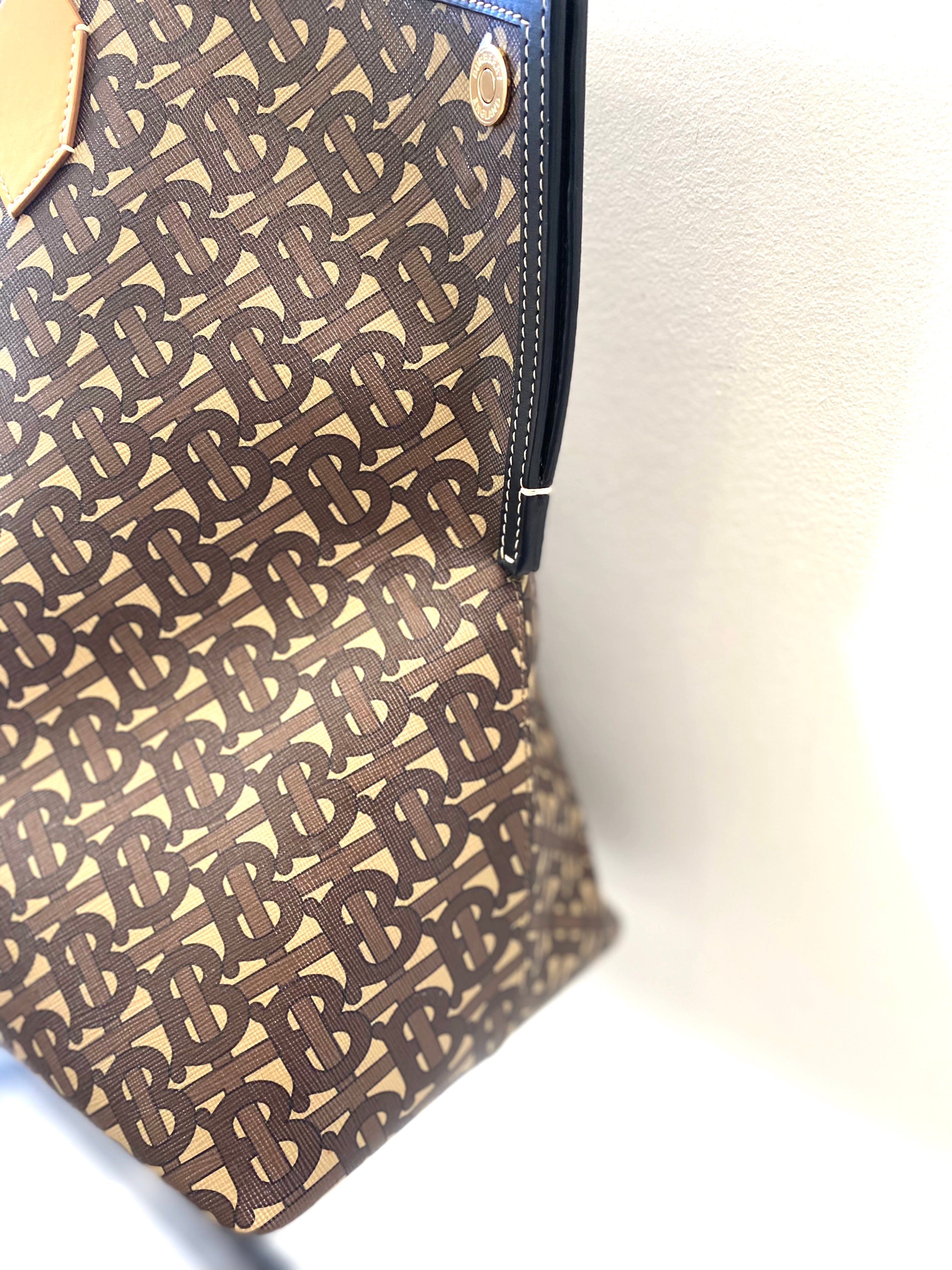 B-BERY TB MONOGRAM SOCIETY TOP HANDLE TOTE BAG