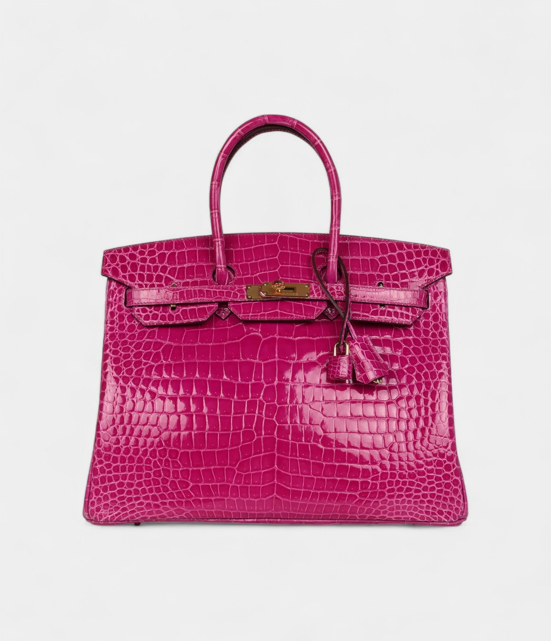HM BK 35 Rose Scheherazade Shiny Porosus Crocodile Gold Hardware