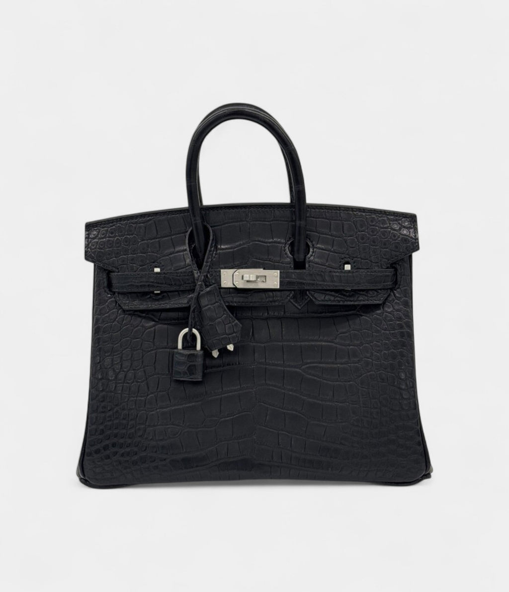 HMBlack Matte Alligator BK 25 Brushed Palladium Hardware