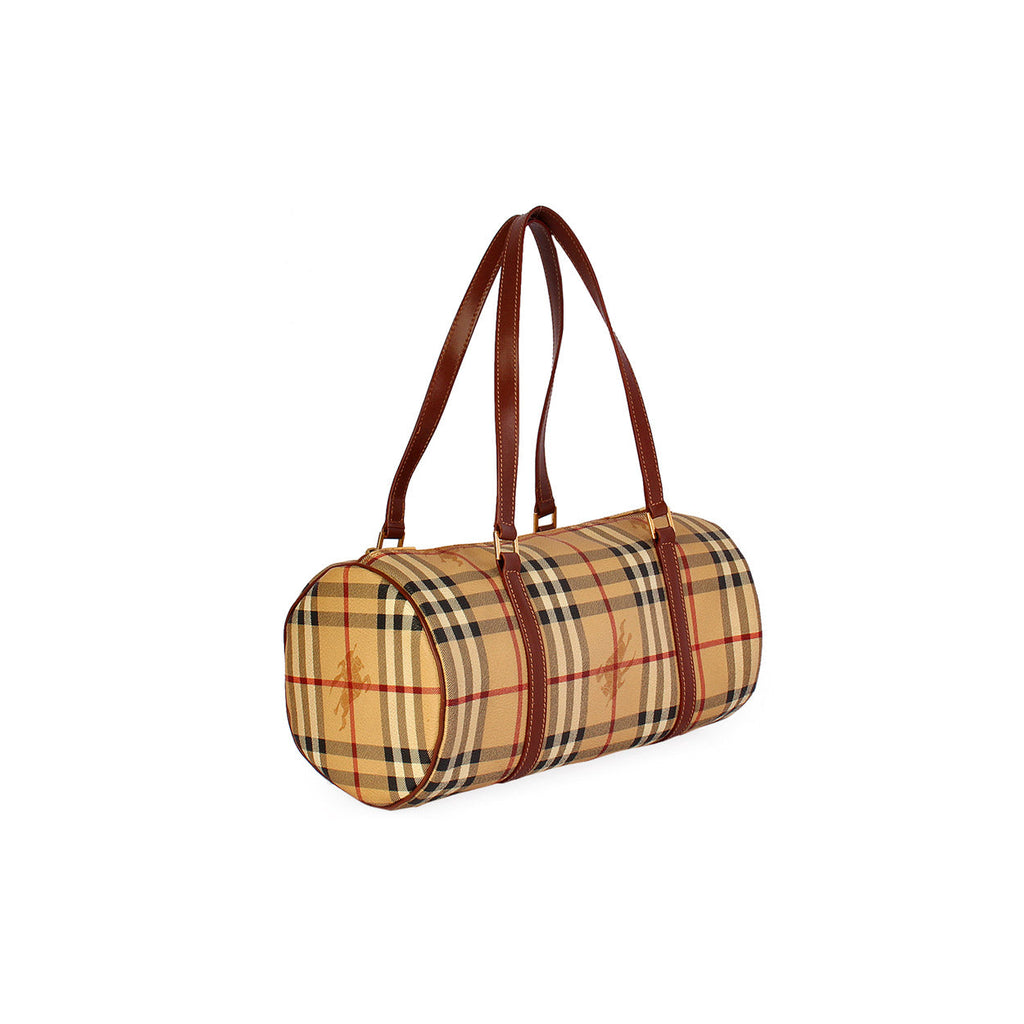 B-BERY HAYMARKET CHECK PAPILLON BARREL BAG