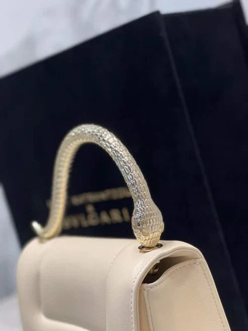 BVL Serpenti Mary Katrantzou Top Handle 19cm White Lambskin GHW 188674