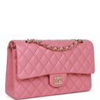 CHNL -  Medium Classic Double Flap Bag Dark Pink Caviar Light Gold Hardware