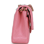 CHNL -  Medium Classic Double Flap Bag Dark Pink Caviar Light Gold Hardware