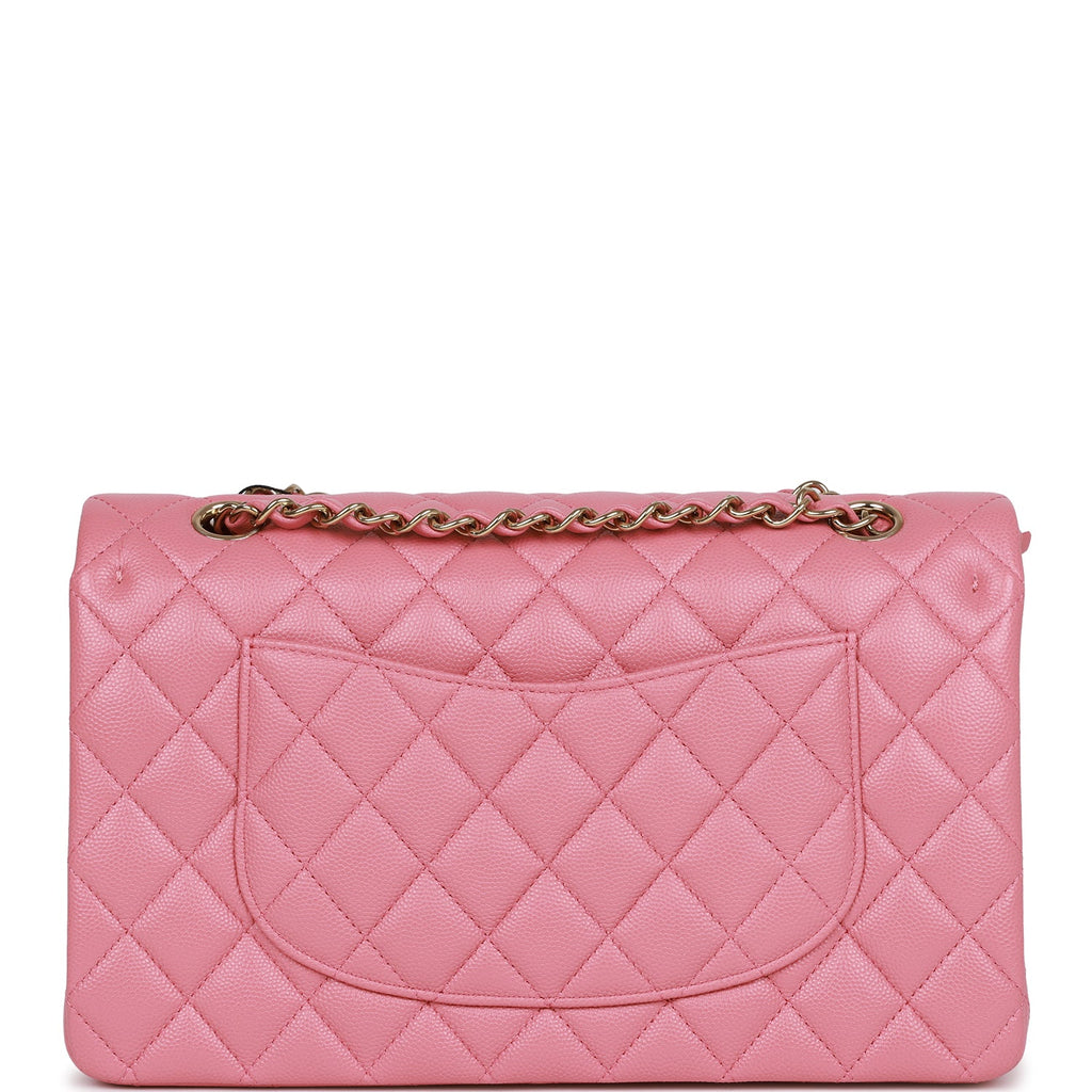 CHNL -  Medium Classic Double Flap Bag Dark Pink Caviar Light Gold Hardware