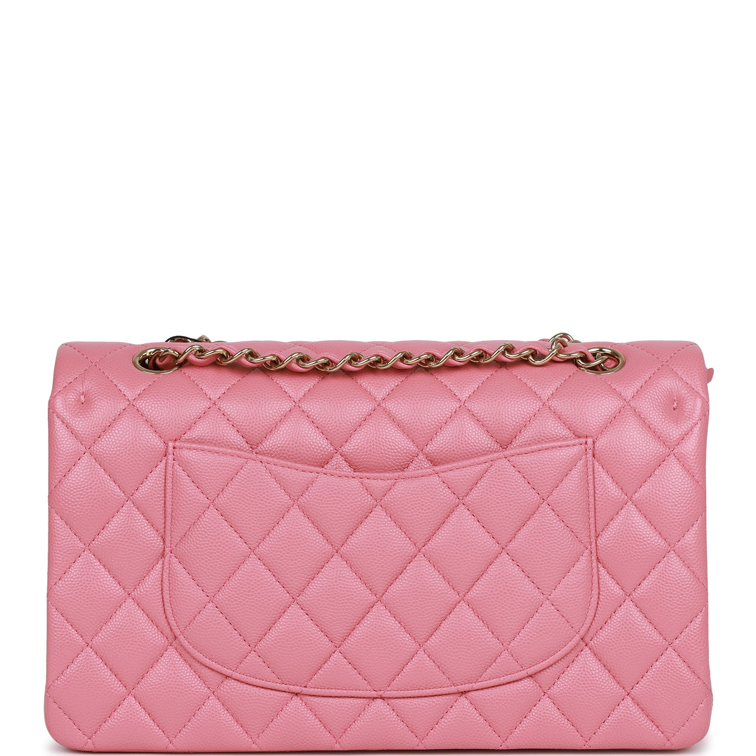 CHNL -  Medium Classic Double Flap Bag Dark Pink Caviar Light Gold Hardware