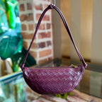 B-VENETA Half Moon Barro Muse Brass Nappa Intrecciato Shoulder Bag