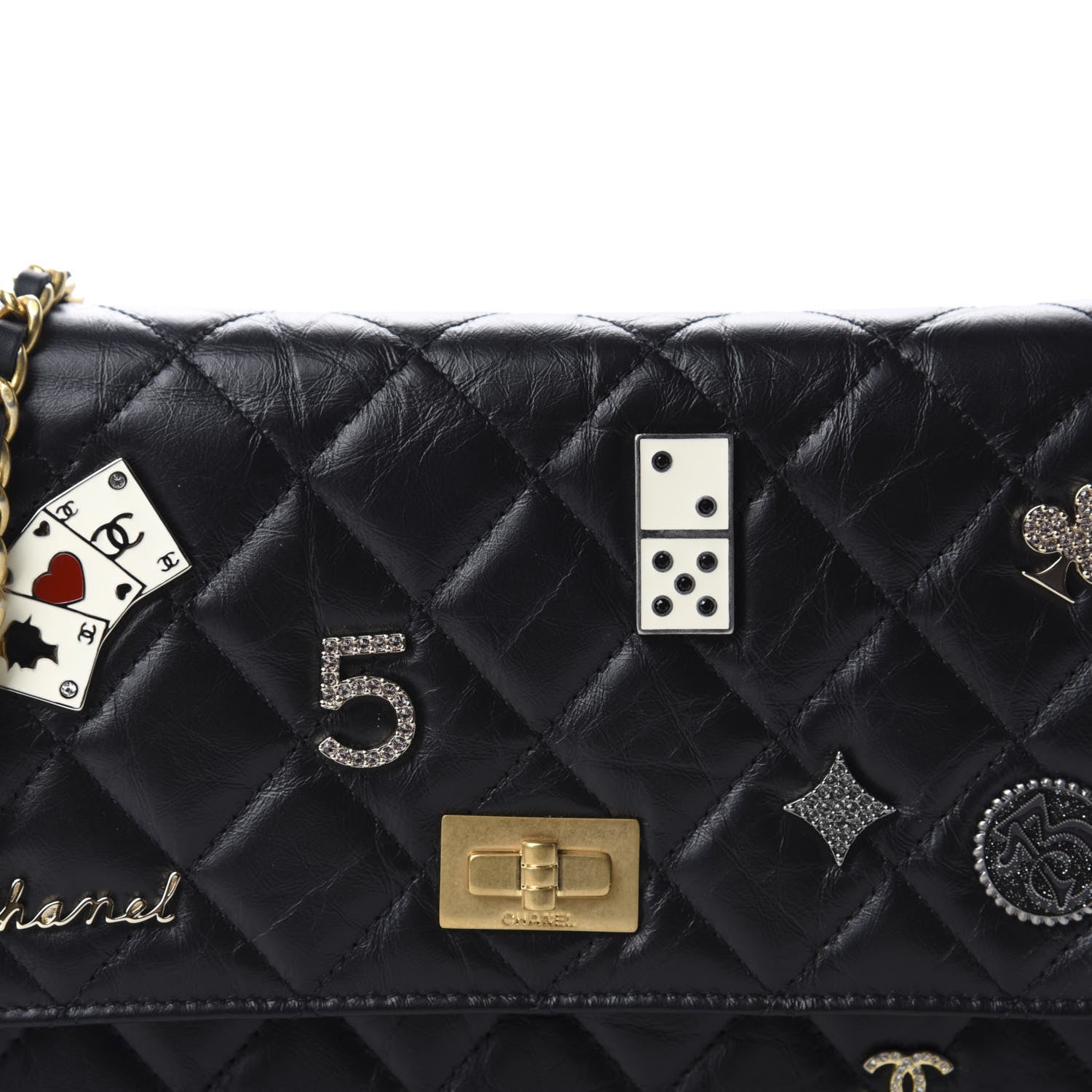 CHL -  QUILTED LAMBSKIN LUCKY CHARMS CASINO 2.55 REISSUE WALLET ON CHAIN