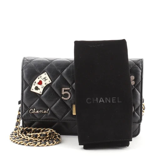 CHL -  QUILTED LAMBSKIN LUCKY CHARMS CASINO 2.55 REISSUE WALLET ON CHAIN