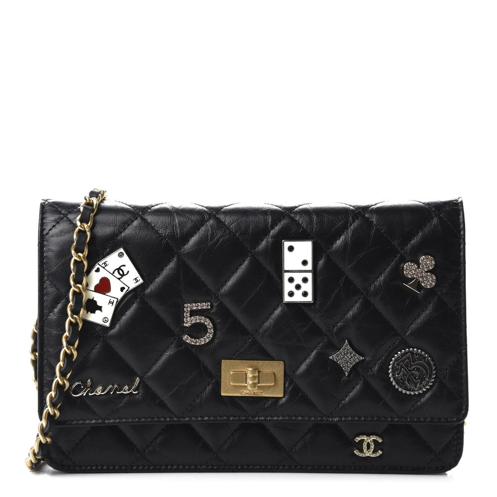 CHL -  QUILTED LAMBSKIN LUCKY CHARMS CASINO 2.55 REISSUE WALLET ON CHAIN