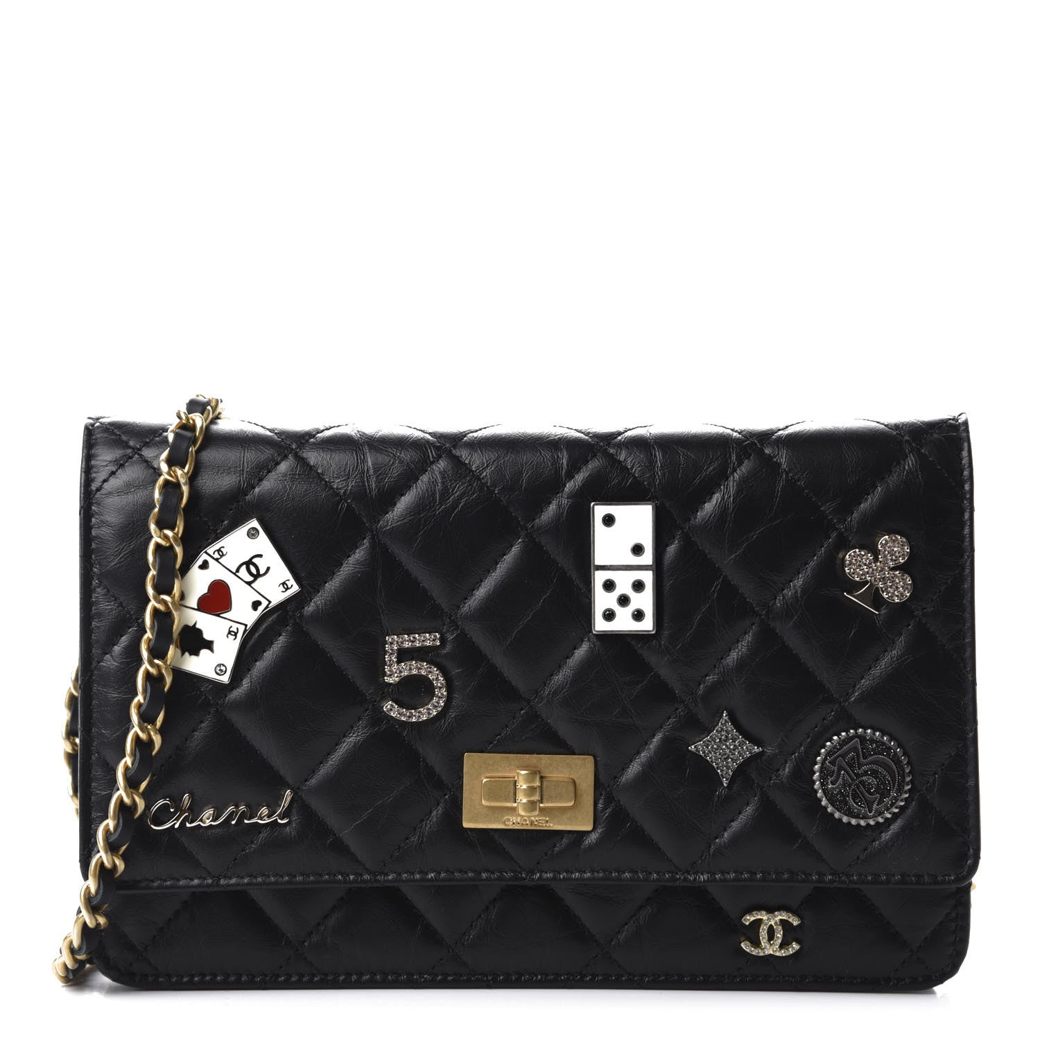 CHL -  QUILTED LAMBSKIN LUCKY CHARMS CASINO 2.55 REISSUE WALLET ON CHAIN