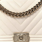 CHL -  CAVIAR CHEVRON QUILTED MEDIUM BOY FLAP BAG