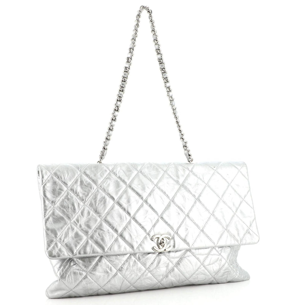CHL -  CRUMPLED QUILTED CALFSKIN METALLIC CHAIN BAG