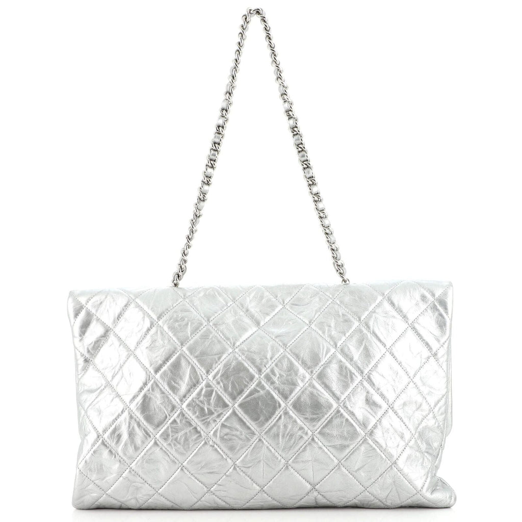 CHL -  CRUMPLED QUILTED CALFSKIN METALLIC CHAIN BAG
