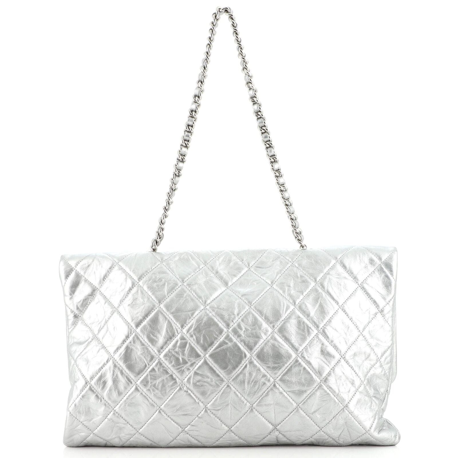 CHL -  CRUMPLED QUILTED CALFSKIN METALLIC CHAIN BAG