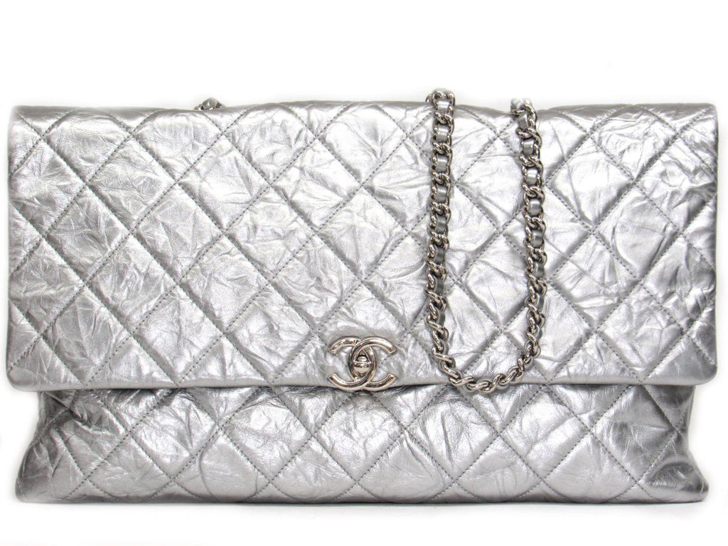 CHL -  CRUMPLED QUILTED CALFSKIN METALLIC CHAIN BAG