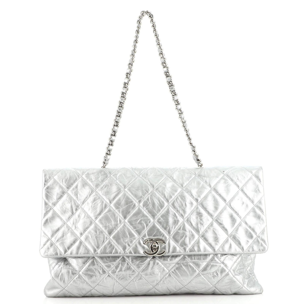 CHL -  CRUMPLED QUILTED CALFSKIN METALLIC CHAIN BAG