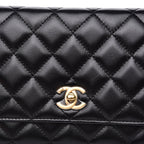 CHL -  QUILTED LAMBSKIN CC PEARL CRUSH WALLET ON CHAIN WOC