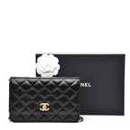 CHL -  QUILTED LAMBSKIN CC PEARL CRUSH WALLET ON CHAIN WOC