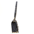 CHL -  NAVY BOUCLE TWEED DECHAINED CHAIN BOY FLAP BAG