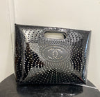 CHL -  CC PERFORATED PATENT CLUTCH BAG