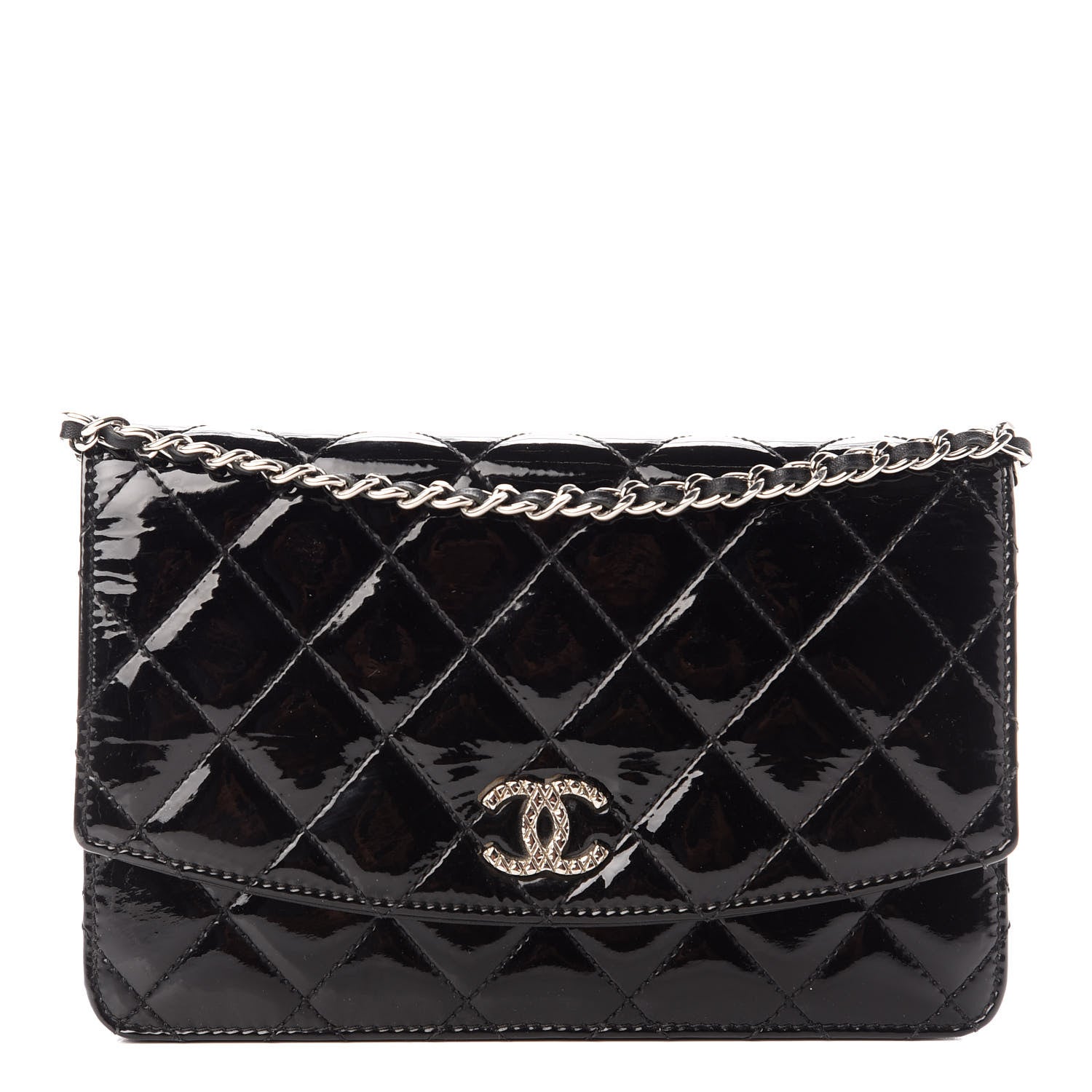 CHL -  BRILLIANT CC QUILTED PATENT WALLET ON CHAIN