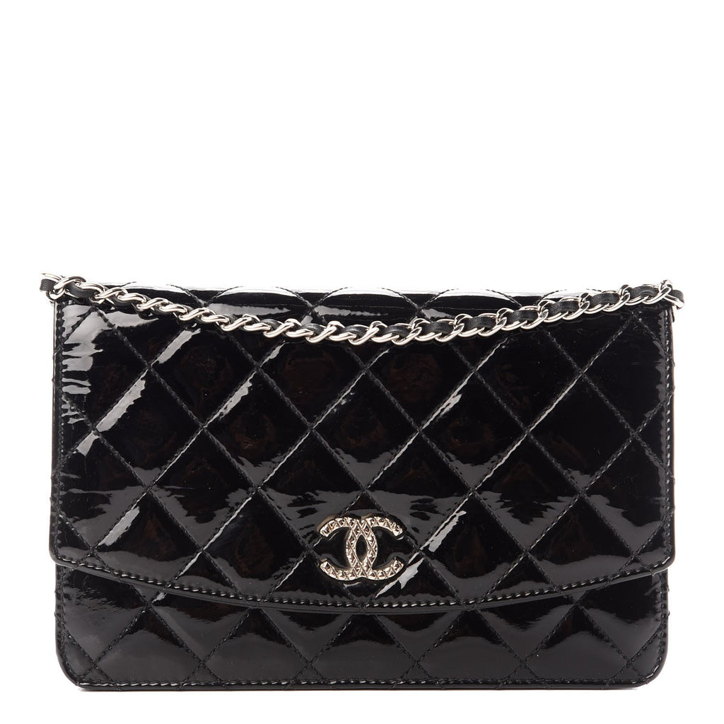 CHL -  BRILLIANT CC QUILTED PATENT WALLET ON CHAIN