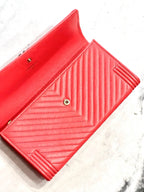 CHL -  QUILTED CHEVRON LAMBSKIN CONTINENTAL WALLET