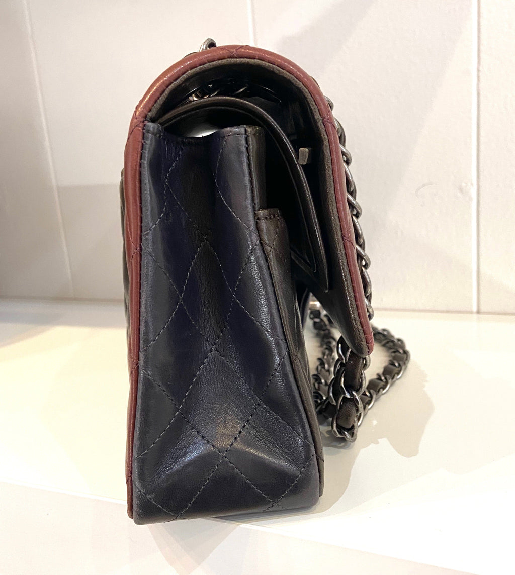 CHL -  QUILTED LAMBSKIN TRICOLOR CLASSIC DOUBLE FLAP BAG MEDIUM