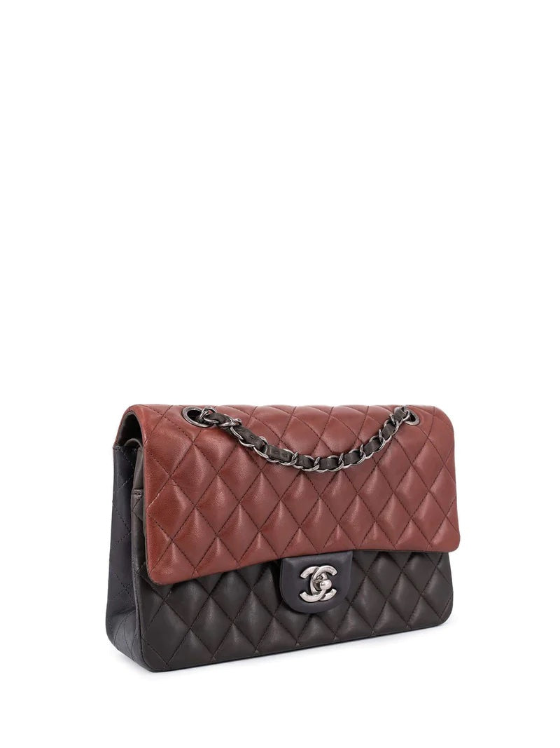 CHL -  QUILTED LAMBSKIN TRICOLOR CLASSIC DOUBLE FLAP BAG MEDIUM