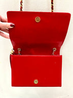 CHL -   RED CHEVRON QUILTED LAMBSKIN CHAIN BAG