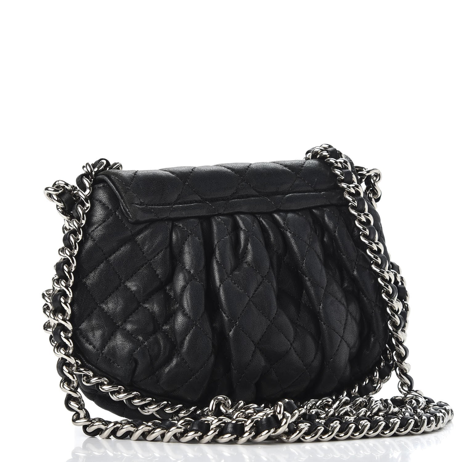 CHL -  WASHED LAMBSKIN QUILTED MINI CHAIN AROUND FLAP BAG